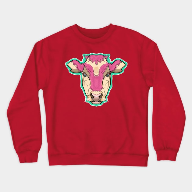 Strawberry cow symmetrical portrait style Crewneck Sweatshirt by illustratelaw